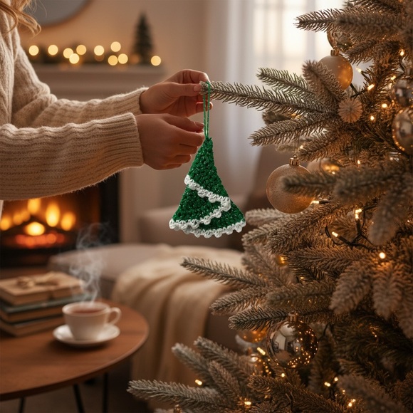 Hand Crafted Green and White Holiday Ornament - Picture 6 of 12